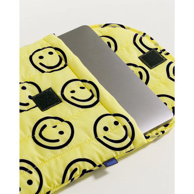 Puffy Laptop Sleeves: Yellow Happy