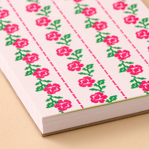 Cross Stitch Rose Pocket Notebook