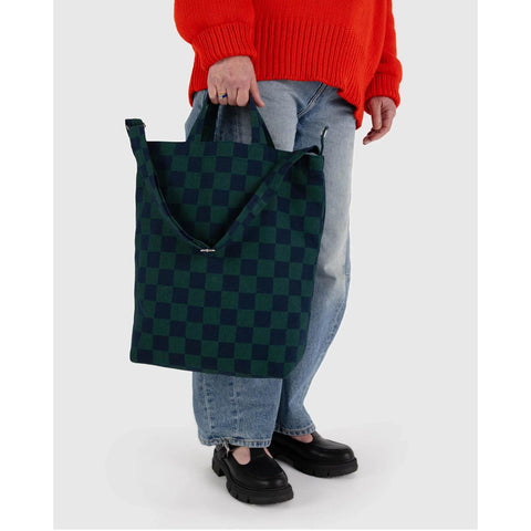 Zip Duck Bag: Navy Green Check