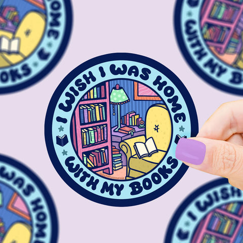 Home with My Books Sticker