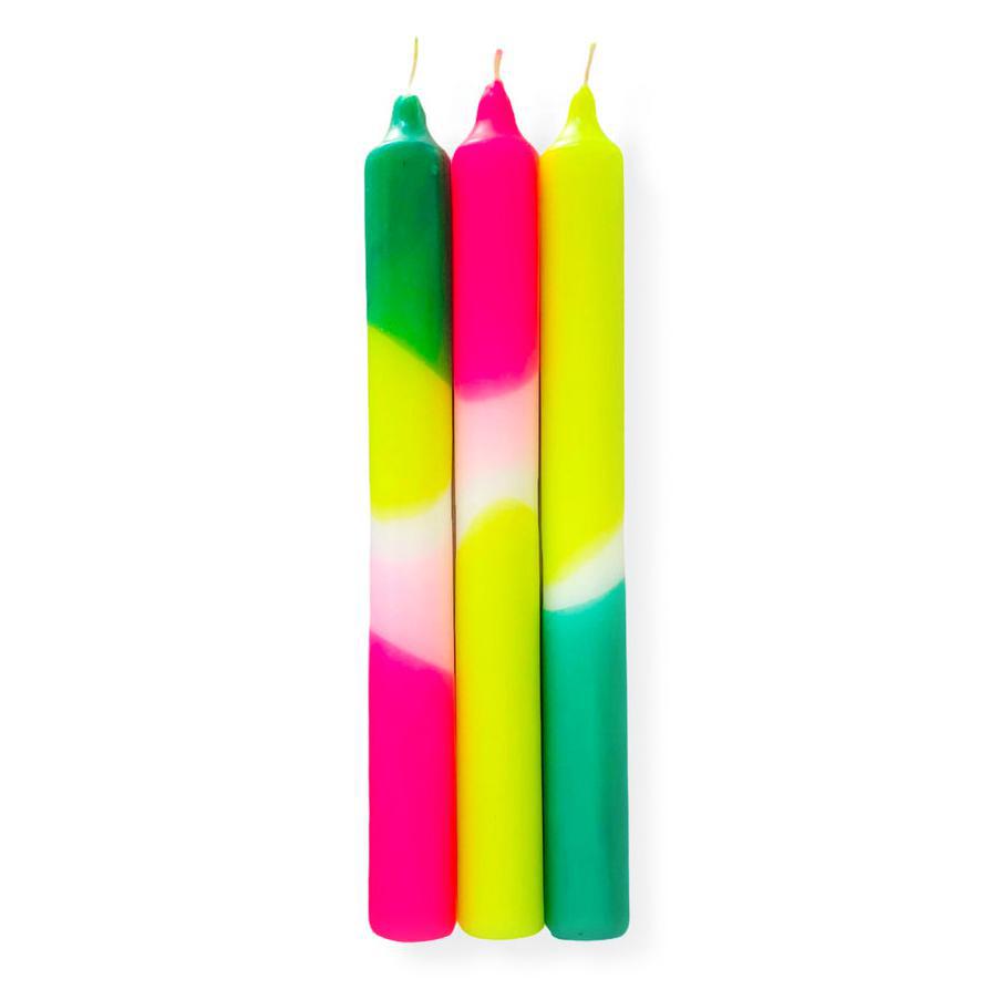 Dip Dye Dinner Candles, Green Splash