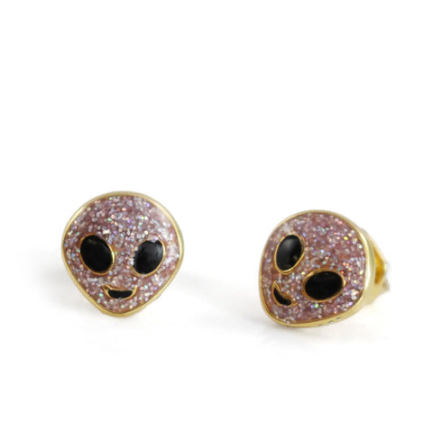 Pink Alien Stud Earrings