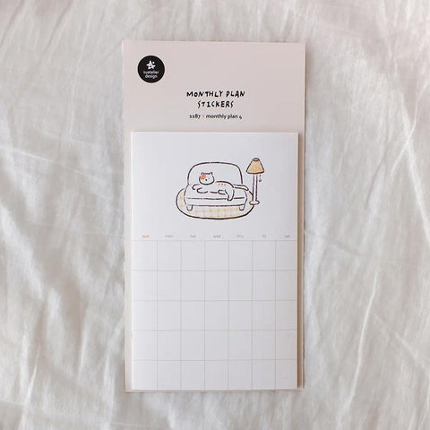 Monthly Plan Cat Calendar Sticky Memos