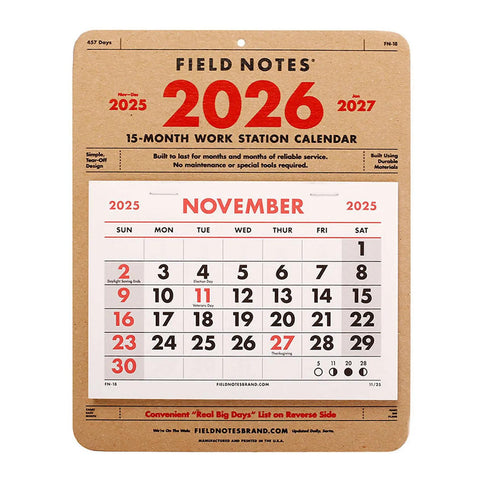 2026 Work Station Calendar