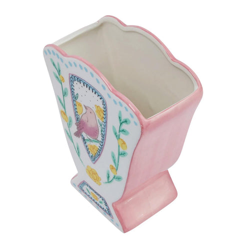 Scalloped Edge Bird Vase