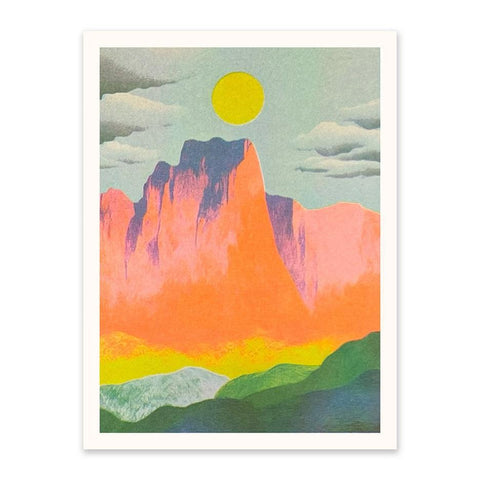 Neon Mountains + Sun Print