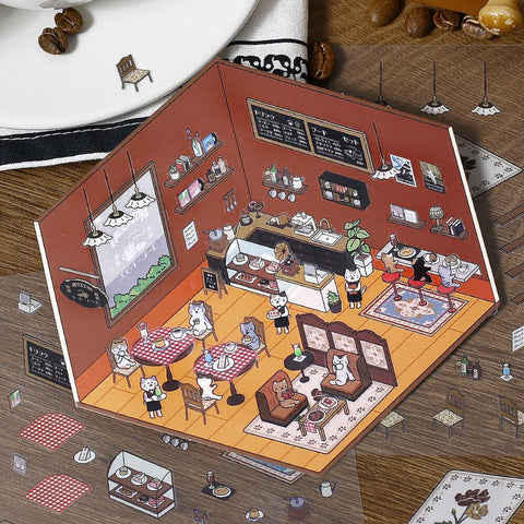 Cafe Isometric Sticker Scene