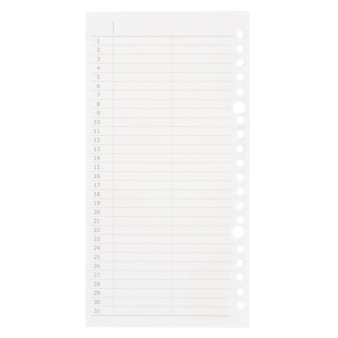 Puo Monthly Undated Diary Loose Leaf Paper