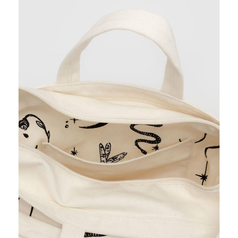 Horizontal Zip Duck Bag: Embroidered Ballet Icons