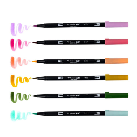 Teatime Dual Brush Pens, Set of 6