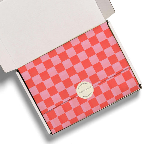 Red + Pink Checkers Tissue Paper