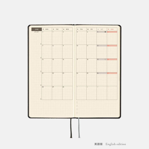 Hobonichi Techo Weeks 2027 Planner, Black Argyle