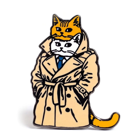 Trench Cat Enamel Pin