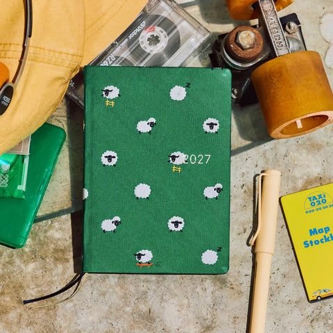 Hobonichi Techo A6 Hon 2027 Planner, Bow + Tie: Sheep Sheep Sheep