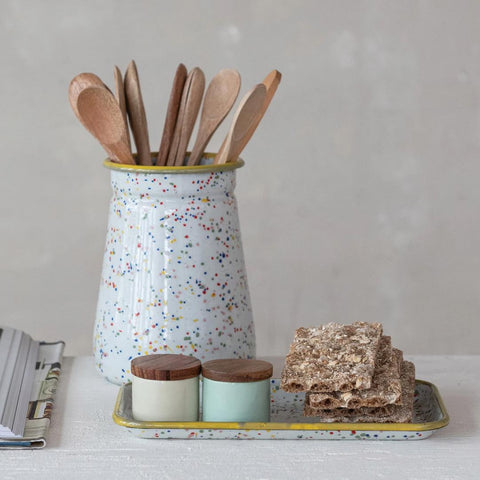 Enameled Metal Splatterware Tray