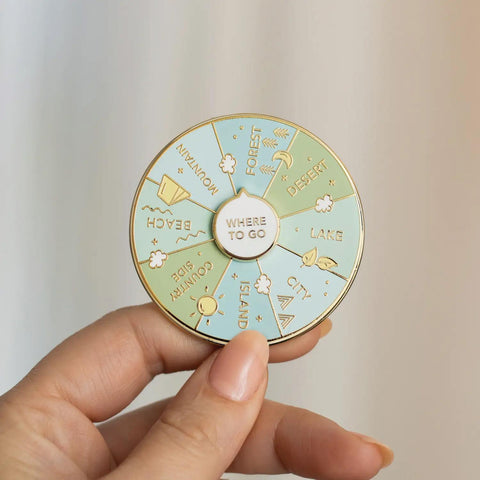 Where To Go Spinning Enamel Pin