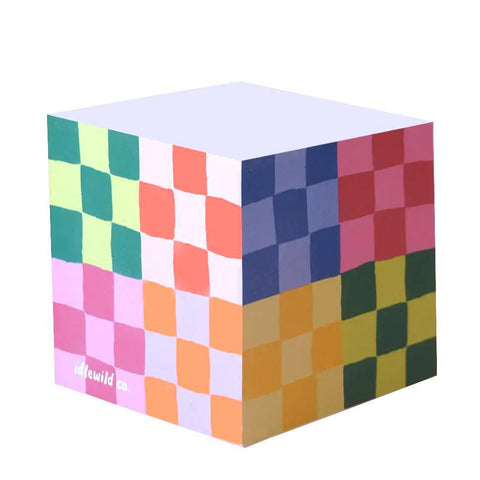 Rainbow Check Sticky Note Cube