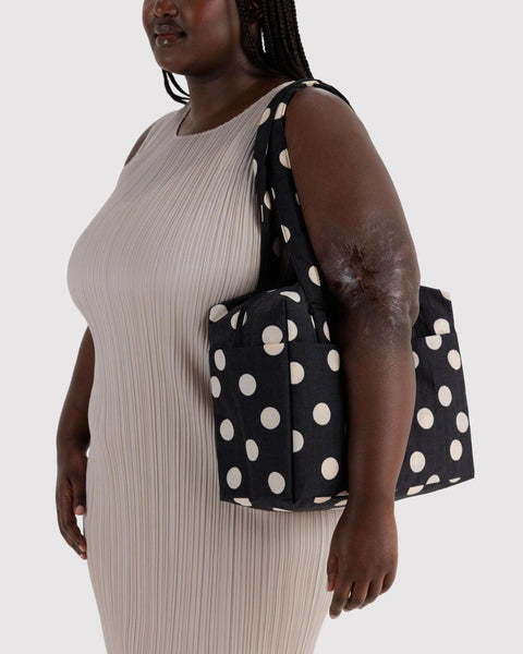 Everyday Cloud Bag: Black + Cream Polka Dot