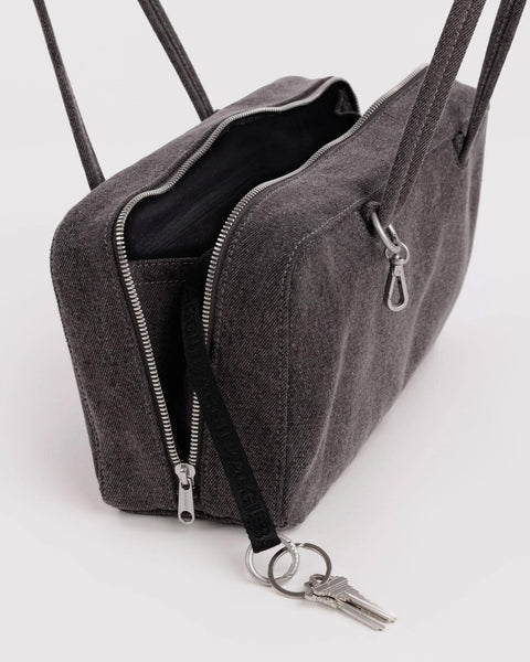Denim Bowler Bag: Washed Black Denim