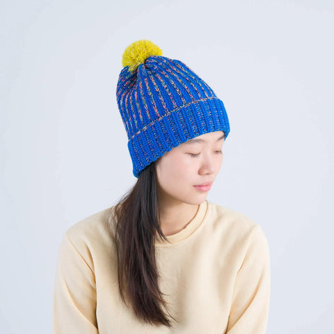 Super Mix Pom Beanie, Blue