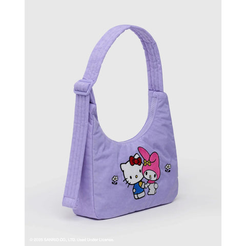 Mini Nylon Shoulder Bag: Embroidered Hello Kitty + My Melody