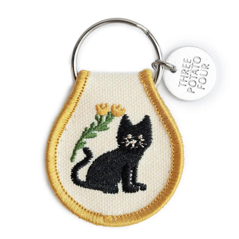 Black Cat Patch Keychain