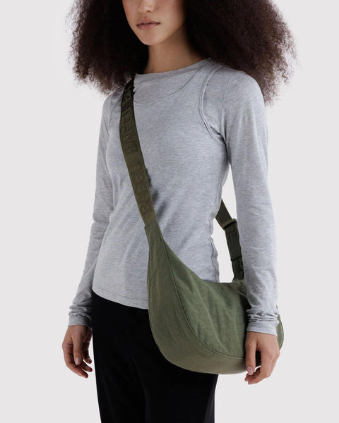 Medium Nylon Crescent Bag: Caper