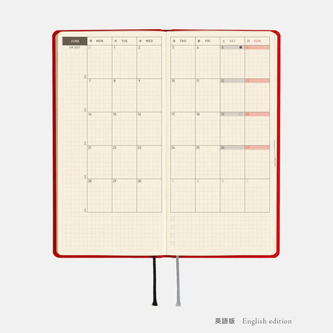 Hobonichi Techo Weeks 2027 Planner, Poppy Red