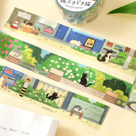 Cats in a Sunlit Garden Washi Tape