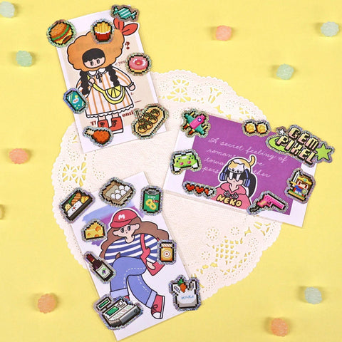 Gem Pixel Sticker Sheet, Shop