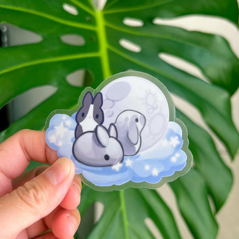 Silver Moon Bunnies Vinyl Sticker