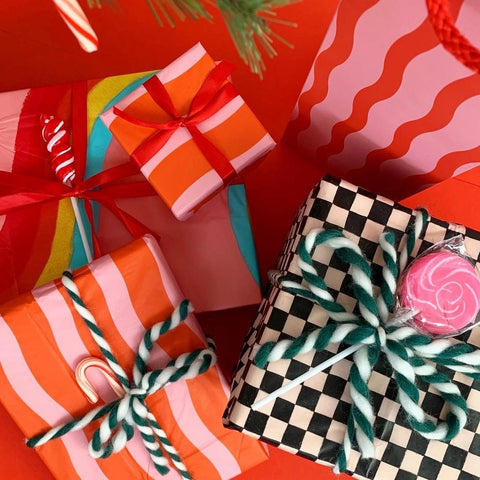 Pink + Red Fussy Stripe Tissue Paper