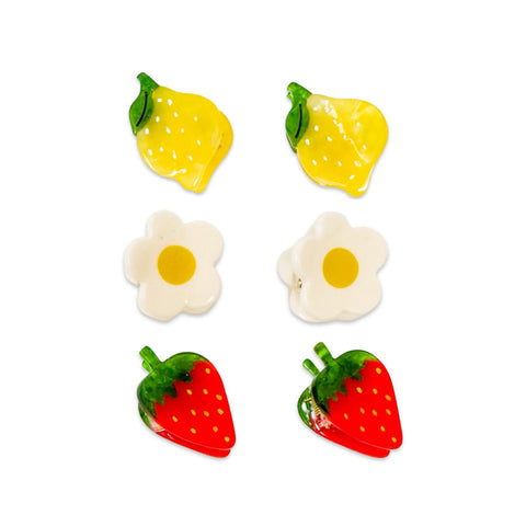Micro Fruit + Flowers Hair Claw Clip Set