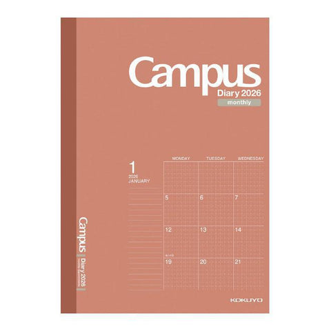 Campus 2026 Diary + Grid A5 Notebook, Red
