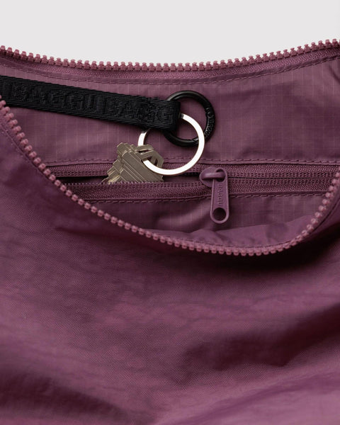 Medium Nylon Crescent Bag: Wild Plum