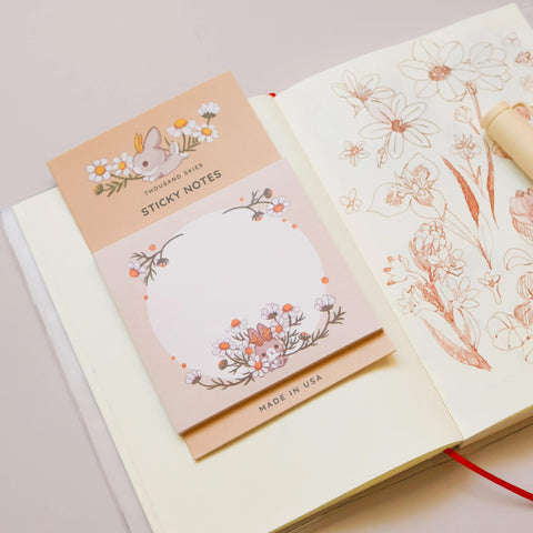 Jackalope's Garden Sticky Notes, Cream