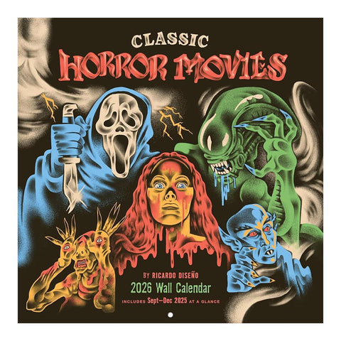 Classic Horror Movies 2026 Wall Calendar