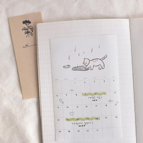 Monthly Plan Cat Calendar Sticky Memos