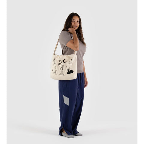 Horizontal Zip Duck Bag: Embroidered Ballet Icons