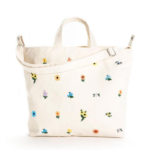 Horizontal Zip Duck Bag: Embroidered Ditsy Floral