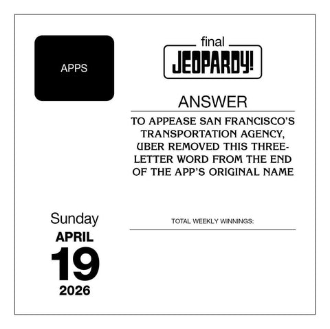 Jeopardy 2026 Day-to-Day Calendar