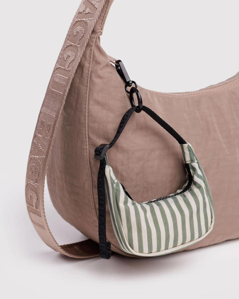 Crescent Bag Charm: Sage Stripe