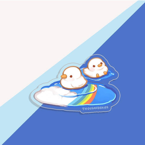 Ducklings in Rainbow Puddles Sticker