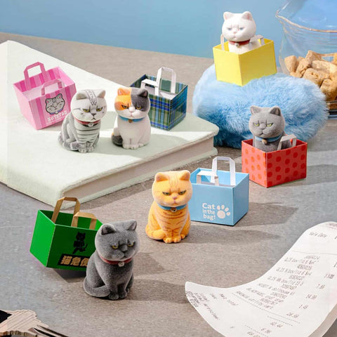 Flocked Cats in Paper Bags Blind Box