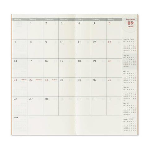 TRAVELER'S notebook, Regular Size, 2026 Diary (Monthly)