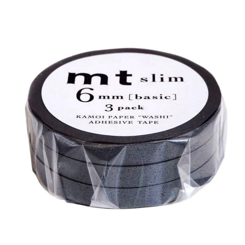 Matte Black 6mm Slim Washi Tape Set