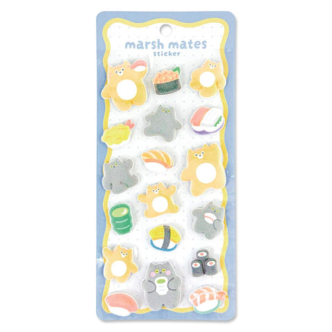 Marsh Mates Sticker Sheet, Cat + Sushi