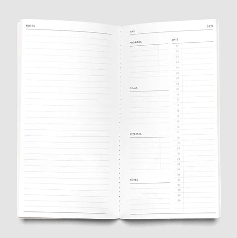 Monthly 2027 Dated Travel Notebook, A5 Slim