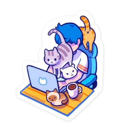 Working from Home with Cats Sticker