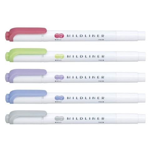 MILDLINER Dual-Tip Creative Highlighters, Set of 5 Shibui Colors